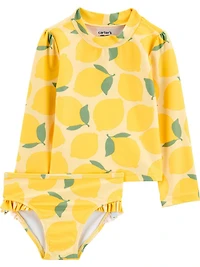 Carter's Child of Mine Baby and Toddler Girls' Yellow Lemon Swimsuit Set, 2-Piece