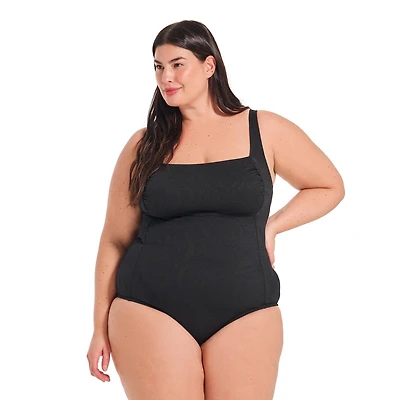 Krista Plus Women's Square Neck Jacquard One Piece Swimsuit