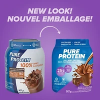 Poudre de protéine de lactosérum Pure Protein Chocolat Riche, Haute Protéine (25 g/par cuillère), Faible en sucre (2 g/par cuillère), Sans gluten - Formule à action rapide, 453g