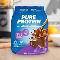 Rich Chocolate, 100% Whey Protein Powder, 25 g protein and 2 g sugar/scoop, 907 g/2 lbs