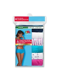 Fruit of the Loom Women's Cotton Boyshort, 6-Pack