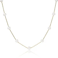 Miabella Collier de 17 pouces à perles d'eau douce cultivées 5,5-6mm en or jaune 10 K