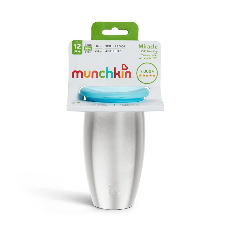 ​​Tasse à bec en acier inoxydable Miracle® 360°de Munchkin, 10oz