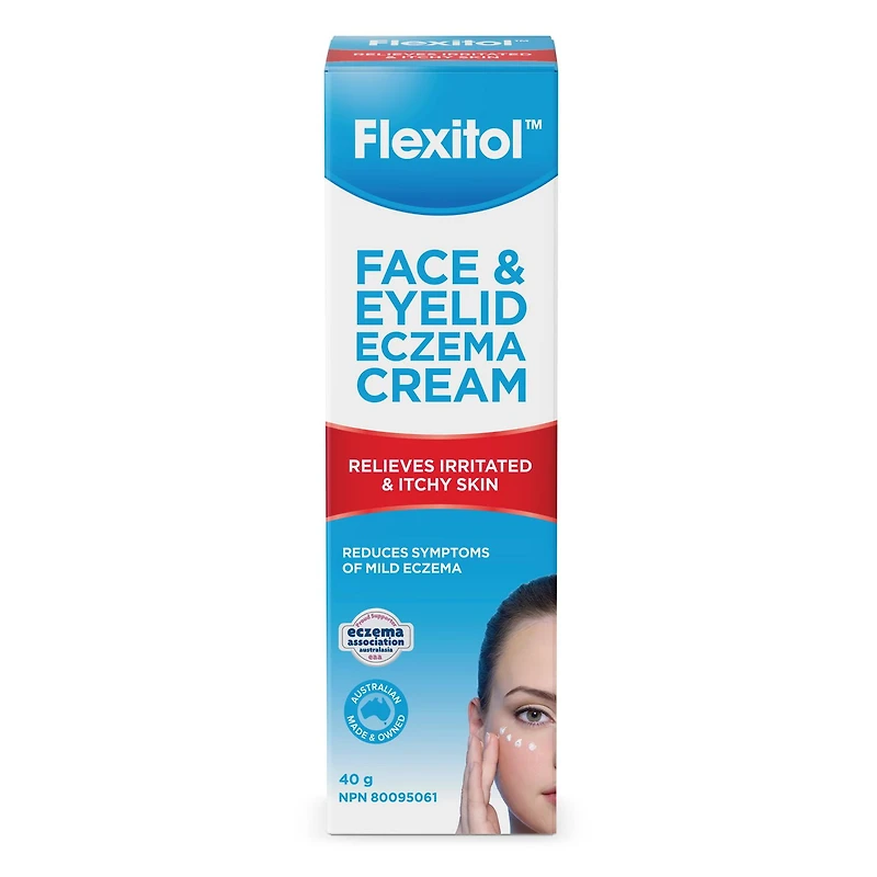 Crème contre l'eczéma pour le visage et les paupières de Flexitol, Le meilleur traitement contre l'eczéma, 40g