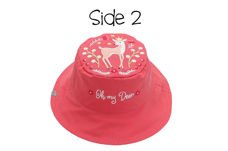 FlapJackKids - Chapeau de soleil réversible pour bébés, enfants et petites - Lapin et cerf - UPF 50+