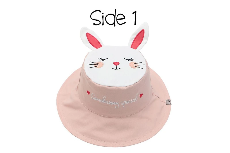FlapJackKids - Chapeau de soleil réversible pour bébés, enfants et petites - Lapin et cerf - UPF 50+