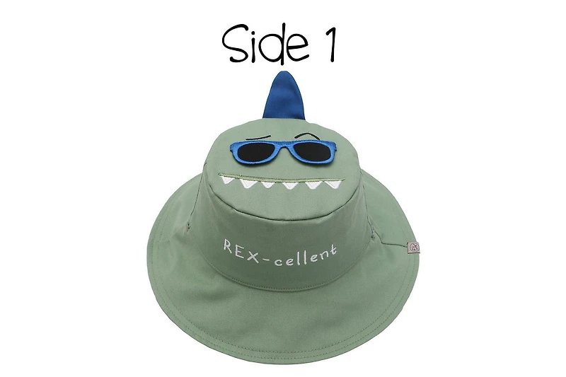 FlapJackKids - Reversible Baby, Kids & Toddler Sun Hat - Dino & Surfer Dino - UPF 50+
