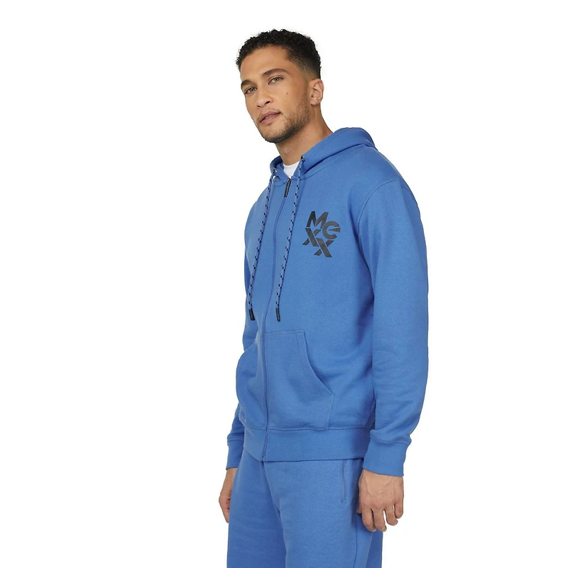 Chandail à capuche en tissu bouclette pour hommes avec fermeture à glissière Mexx