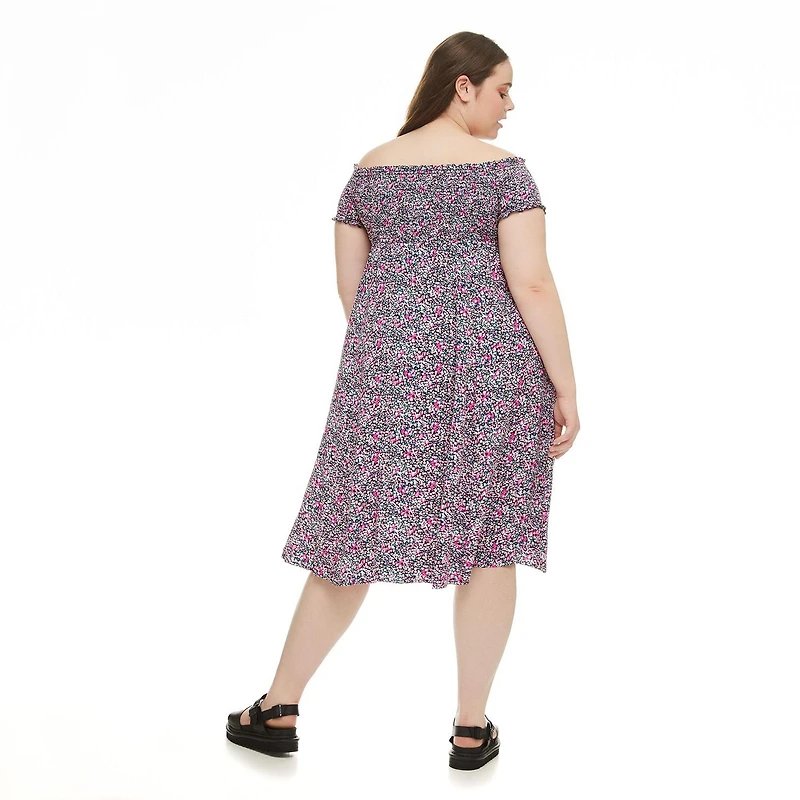 Robe midi avec corsage à smocks Harper + Zoe Plus pour femmes