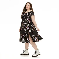 Harper + Zoe Plus Women's Smocked Bodice Midi Dress