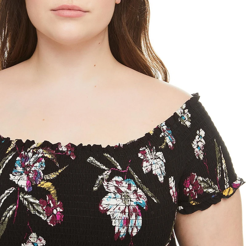 Robe midi avec corsage à smocks Harper + Zoe Plus pour femmes