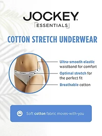 Jockey® Essentials Women's Cotton Stretch Thong - 3 pack