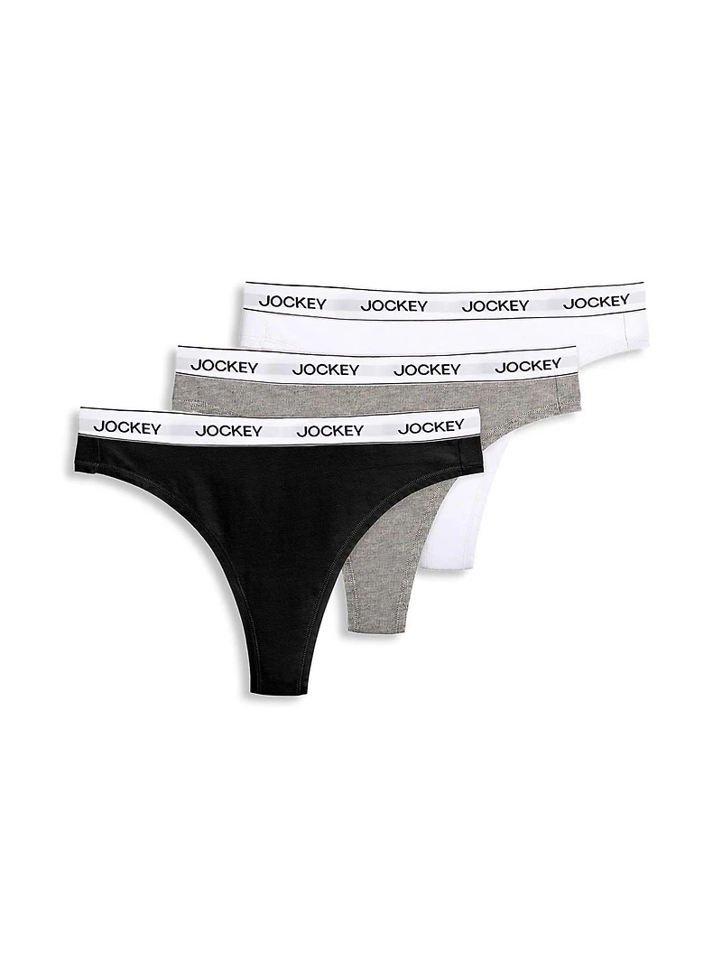 Jockey® Essentials Women's Cotton Stretch Thong - 3 pack