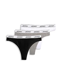 Jockey® Essentials Women's Cotton Stretch Thong - 3 pack