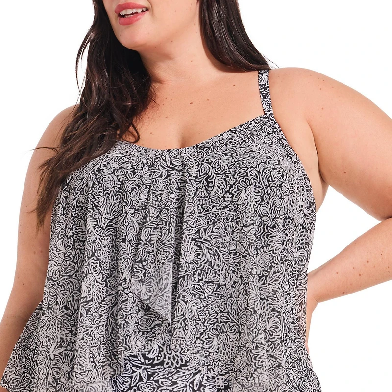 Krista Plus Maillot de bain une pièce à volants et encolure dégagée pour femme