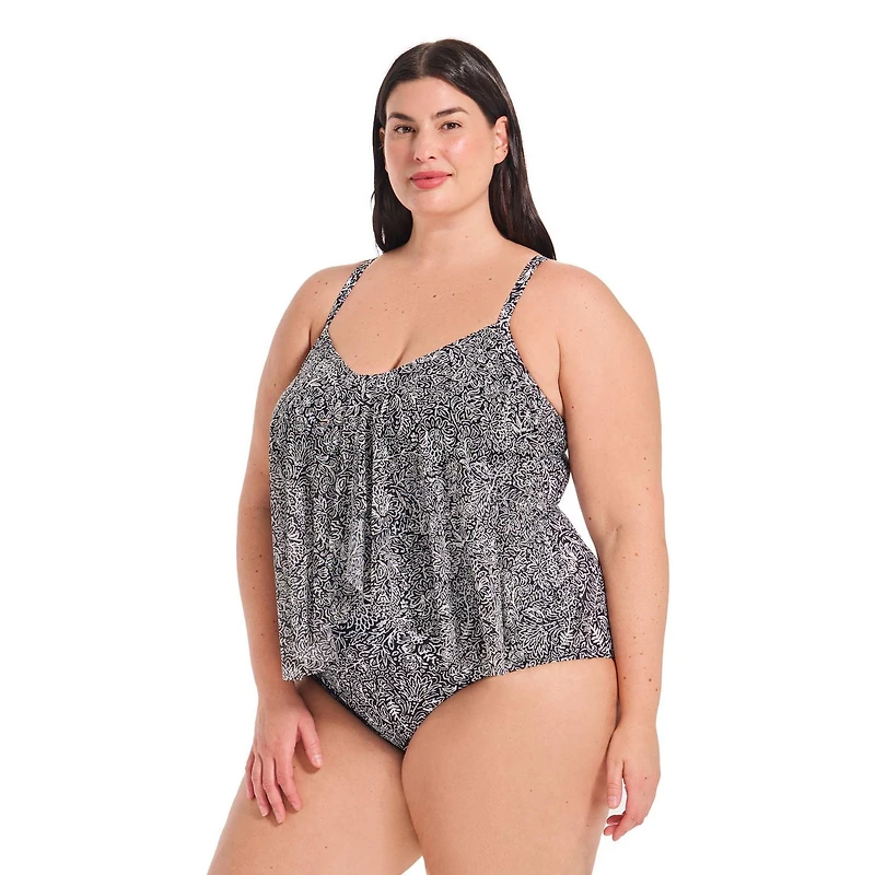 Krista Plus Maillot de bain une pièce à volants et encolure dégagée pour femme