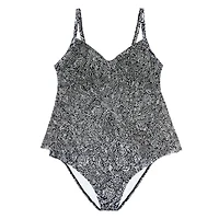 Krista Plus Women's Scoop Neck Mesh Tiered One Piece Swimsuit
