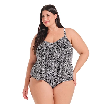 Krista Plus Maillot de bain une pièce à volants et encolure dégagée pour femme