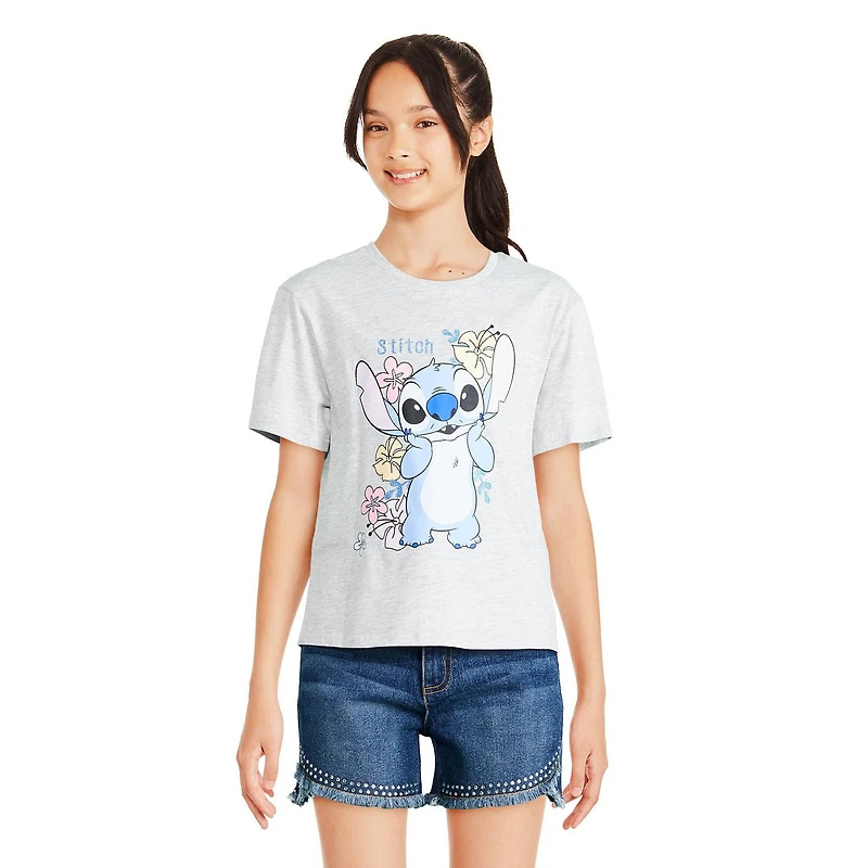 T-shirt à motif floral Stitch Disney pour filles