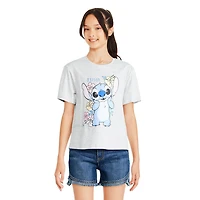 T-shirt à motif floral Stitch Disney pour filles