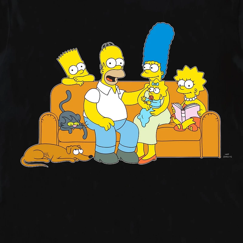 Ladies The Simpsons Family On The Couch Short Sleeve T-Shirt