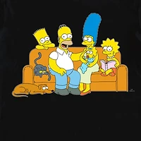 Ladies The Simpsons Family On The Couch Short Sleeve T-Shirt