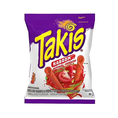 Croustilles de tortilla TakisMD KaboomMC à saveur de ketchup-sriracha