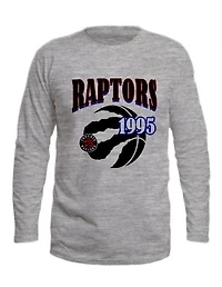 T-shirt à manches longues gris chiné pour homme NBA Toronto Raptors 1995 Duo Logos