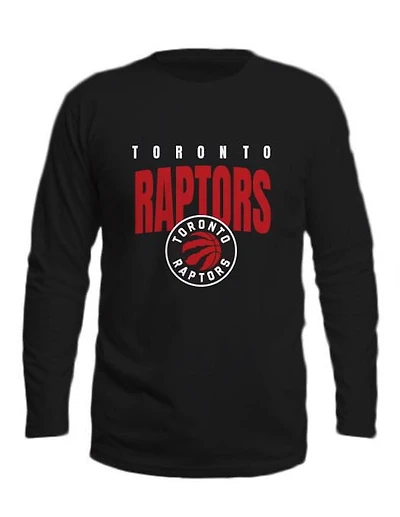 T-shirt noir à manches longues avec logo rouge NBA Toronto Raptors pour homme