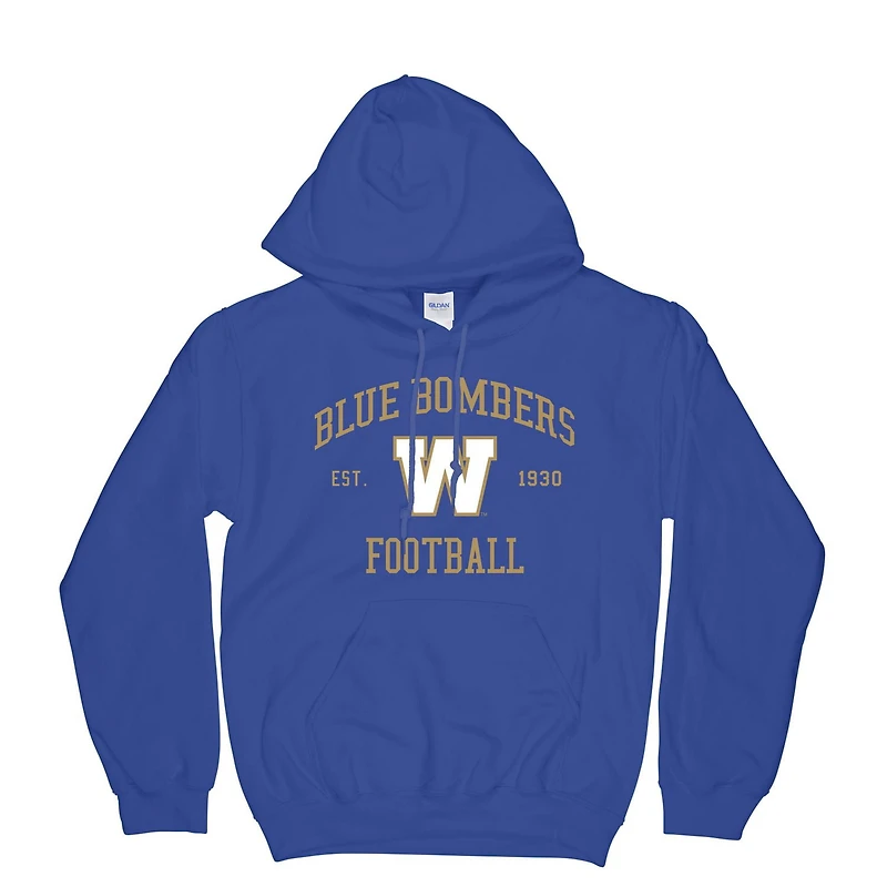Men's CFL Blue Bombers Football Blue Hoodie, Size: S-2XL