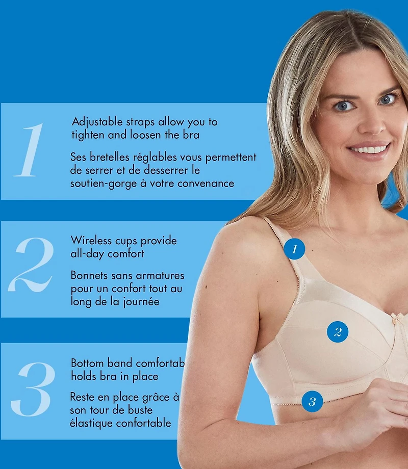 Bestform 9706715 Satin Trim Wireless Cotton Bra with Unlined Cups