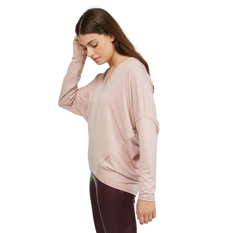Mexx Womens V-Neck Baby French Terry Pullover Sweater