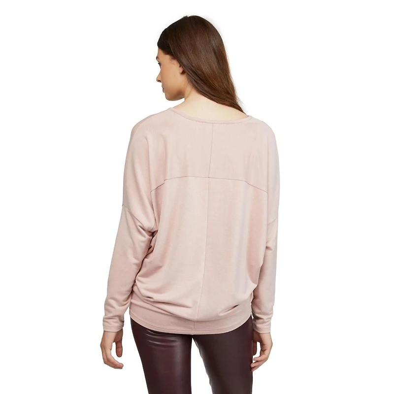 Mexx Womens V-Neck Baby French Terry Pullover Sweater