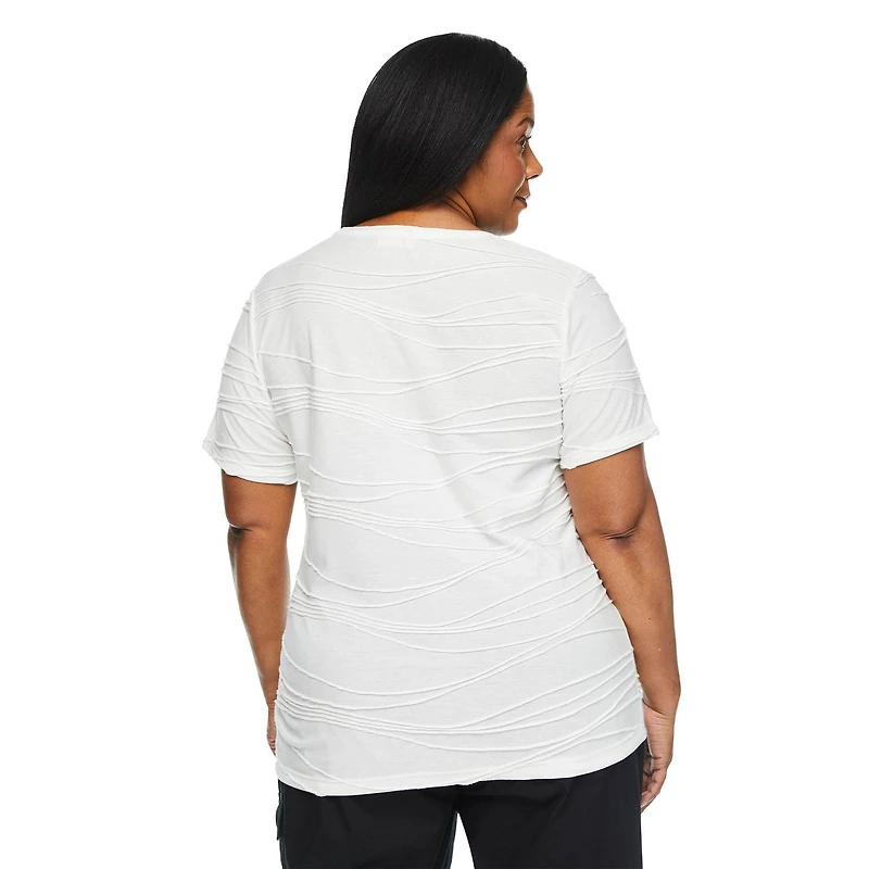 T-shirt à motif ondulé Iyla Plus pour femmes Tailles 1X-4X
