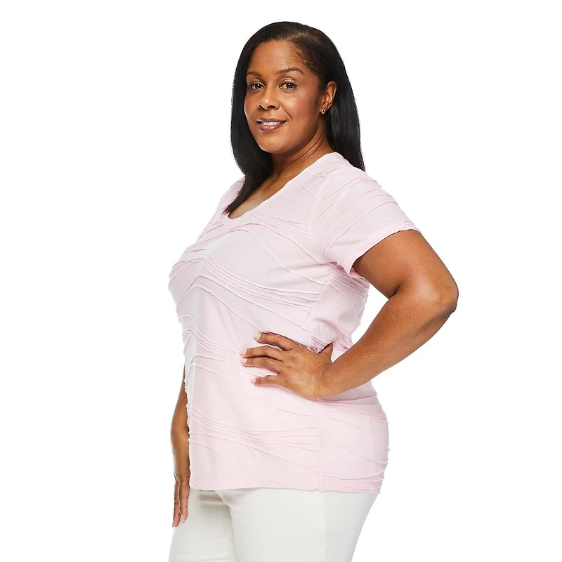 T-shirt avec motif ondulé Iyla Plus pour femmes Tailles 1X-4X