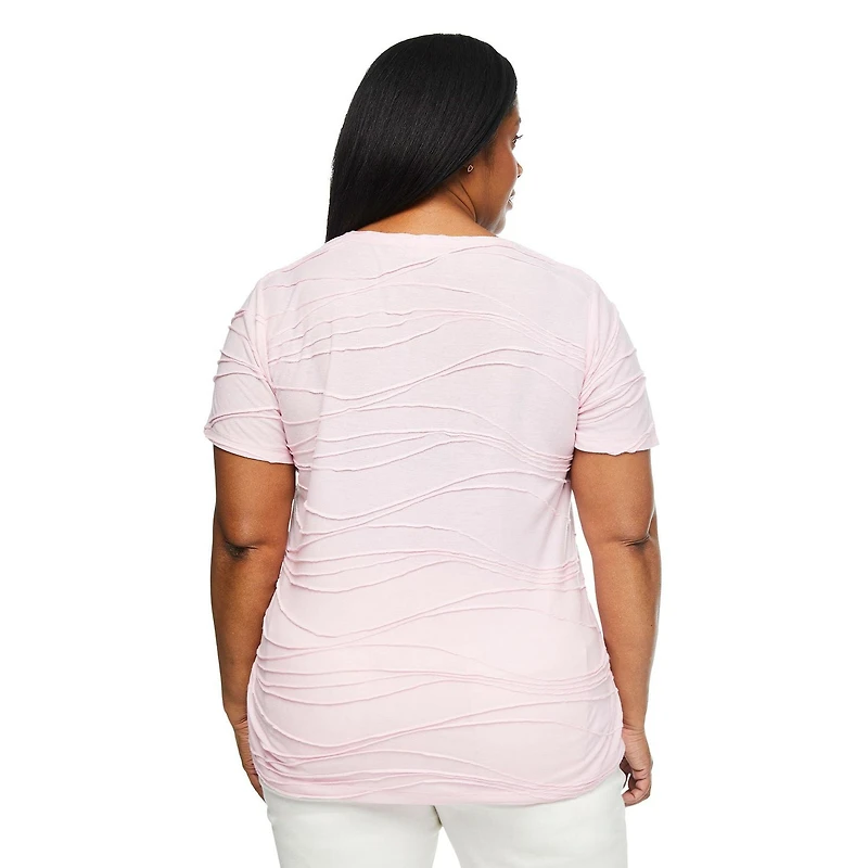 T-shirt avec motif ondulé Iyla Plus pour femmes Tailles 1X-4X