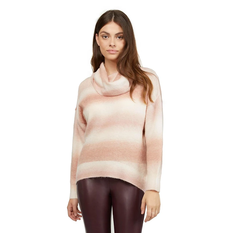 Mexx Womens Ombre Boucle Knit Cowl Turtle Neck Sweater