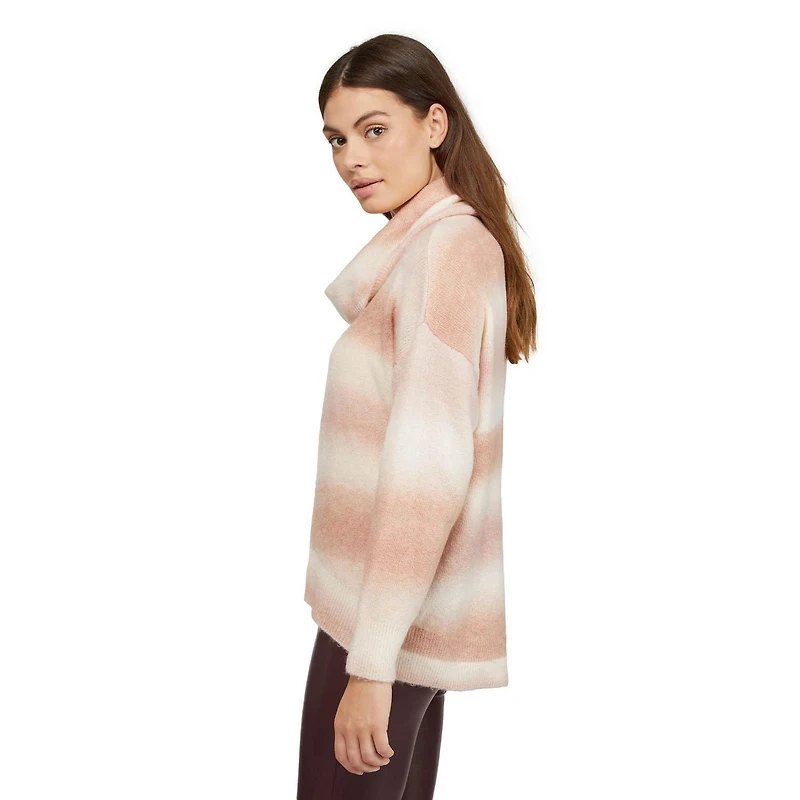 Mexx Womens Ombre Boucle Knit Cowl Turtle Neck Sweater