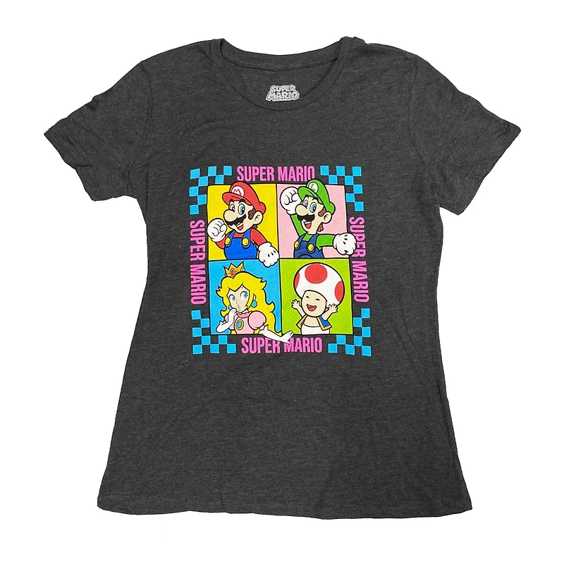 Ladies Super Mario Group Short Sleeve T-Shirt 