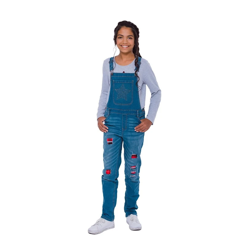 Salopette en denim à carreaux Mini Pop Kids pour fille