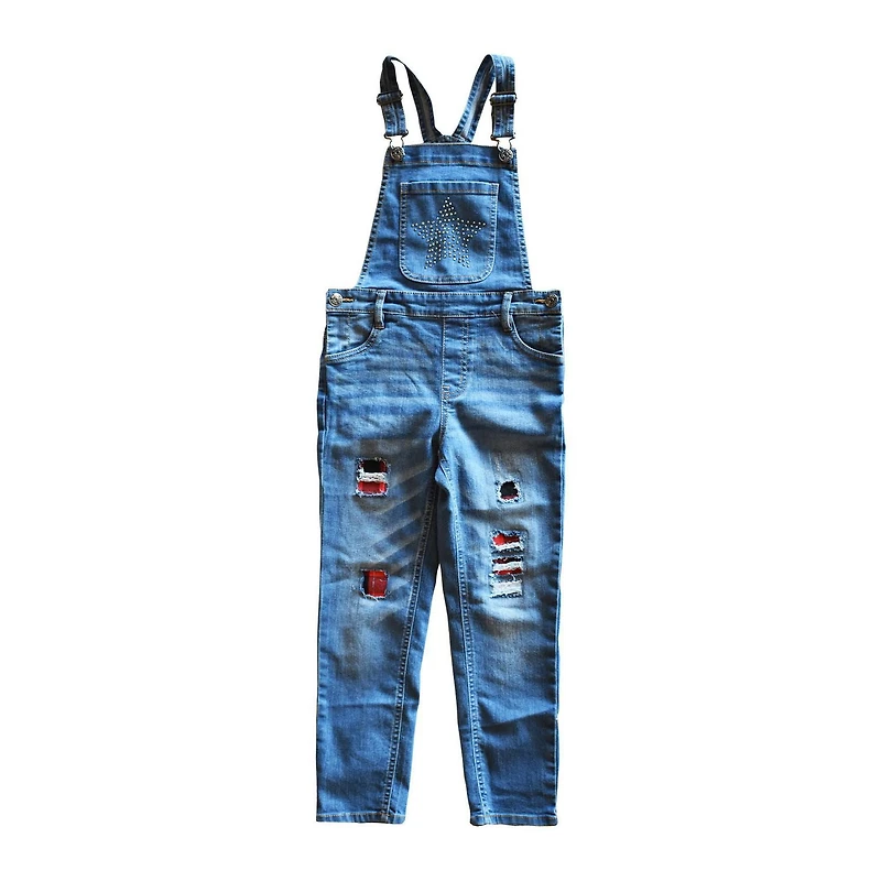 Salopette en denim à carreaux Mini Pop Kids pour fille