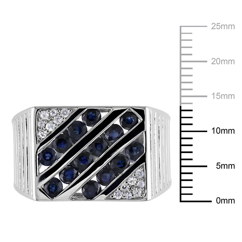 Bague Miabella pour hommes avec Saphirs blues et blancs 2 CT PBT en argent sterling
