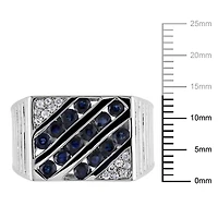 Bague Miabella pour hommes avec Saphirs blues et blancs 2 CT PBT en argent sterling