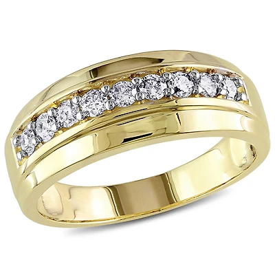 Bague Miabella pour hommes style semi-éternité avec diamants 1/2 CT poids total en or jaune 10K