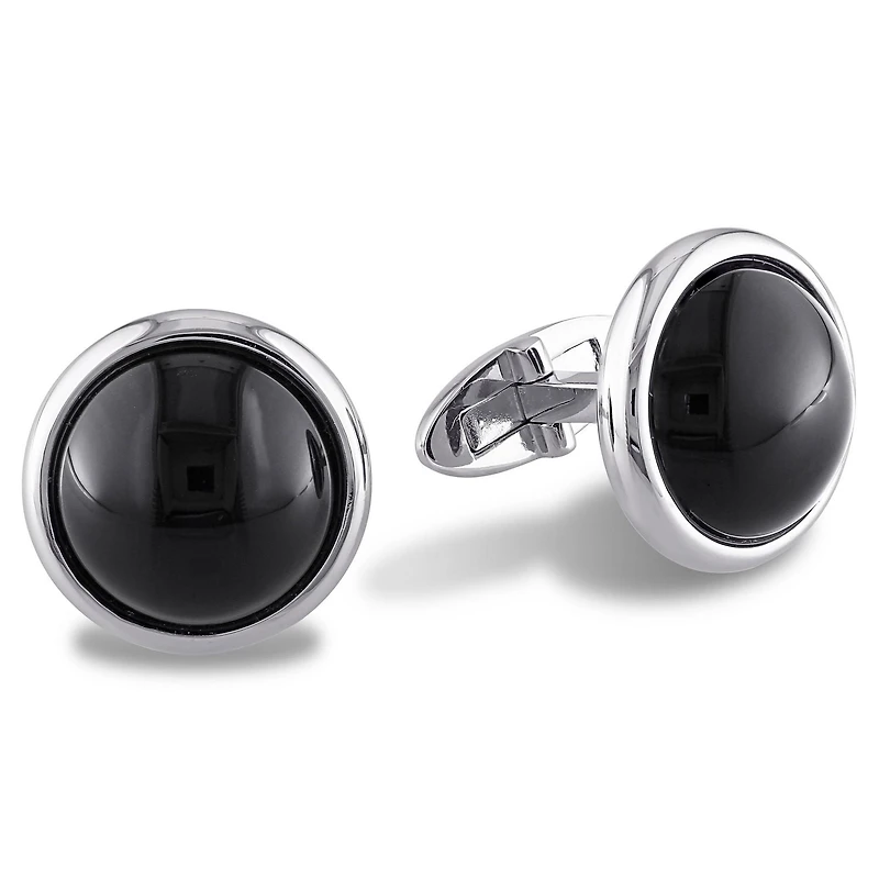 Boutons de manchettes Miabella avec onyx noirs 17 CT PBT en argent sterling