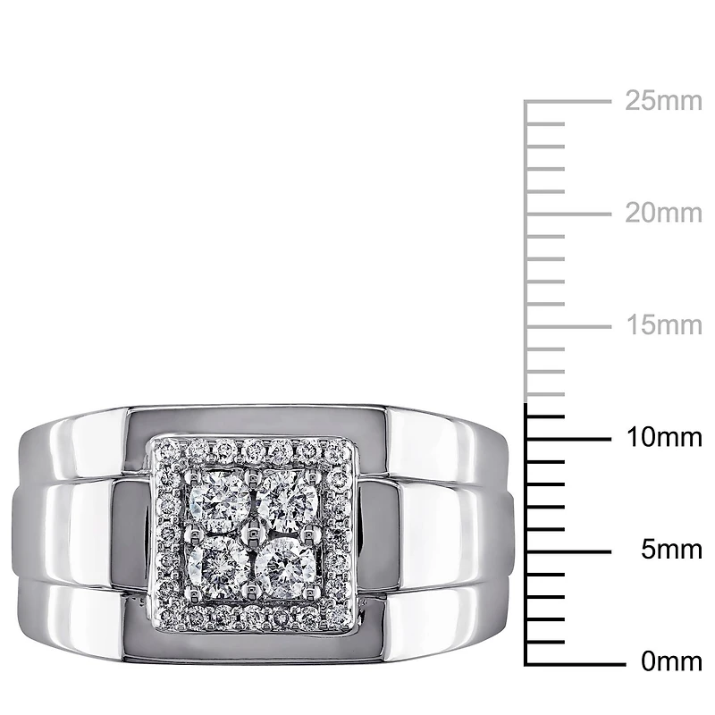 Bague Miabella pour hommes d'auréole avec diamants 1/2 CT poids total en or blanc 10K