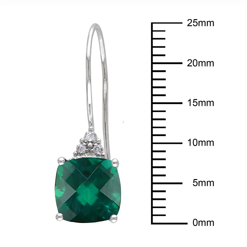 Miabella 5-3/8 Carat T.G.W. Created Emerald and Diamond-Accent 10K White Gold Earrings