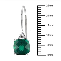 Miabella 5-3/8 Carat T.G.W. Created Emerald and Diamond-Accent 10K White Gold Earrings