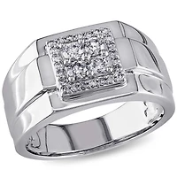 Bague Miabella pour hommes d'auréole avec diamants 1/2 CT poids total en or blanc 10K