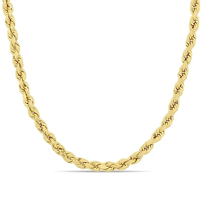 Miabella 14K Yellow Gold 4mm Rope Chain Necklace, 22"